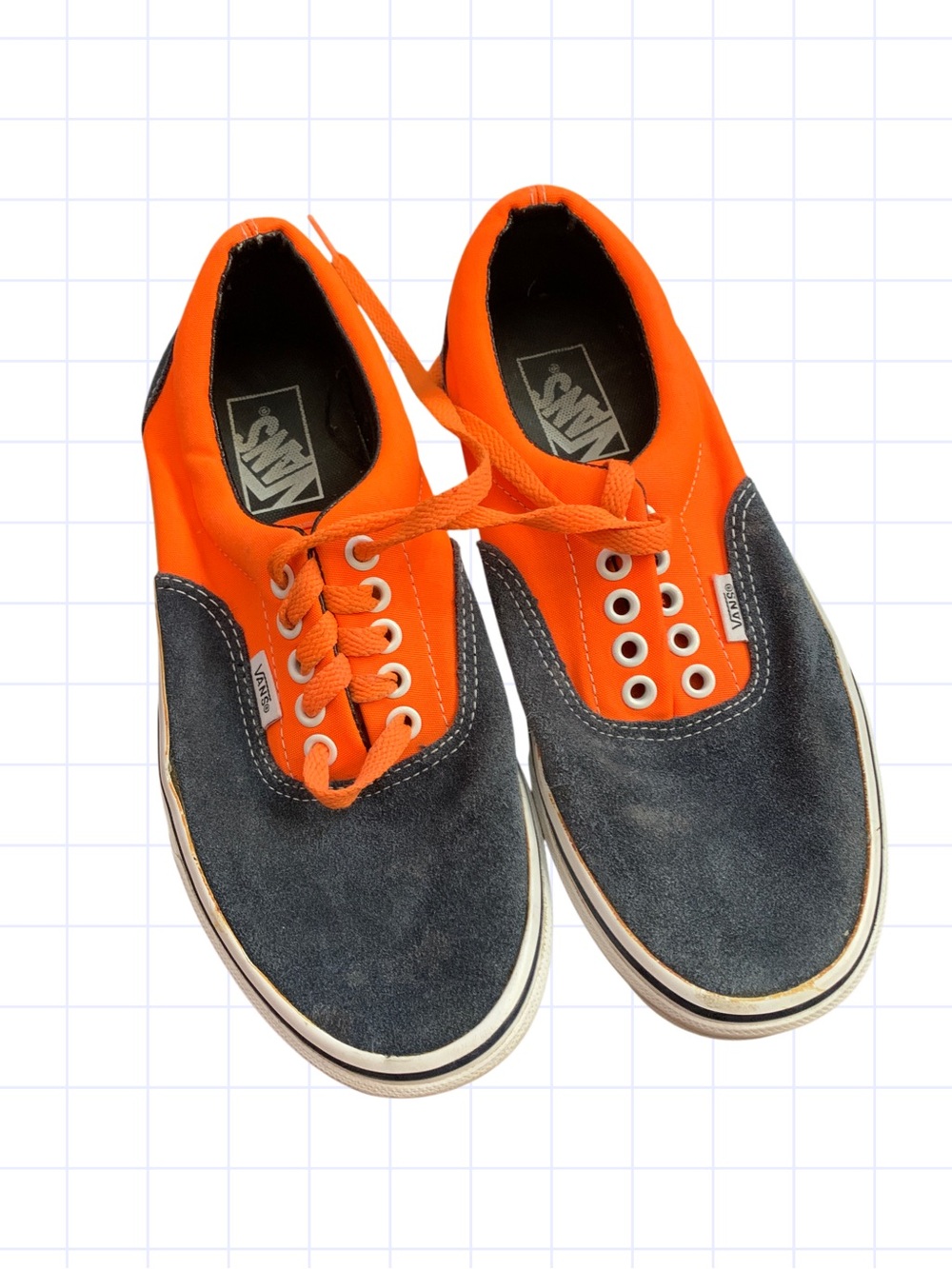 Vans Men's Orange and Black Low-Top Canvas Sneakers